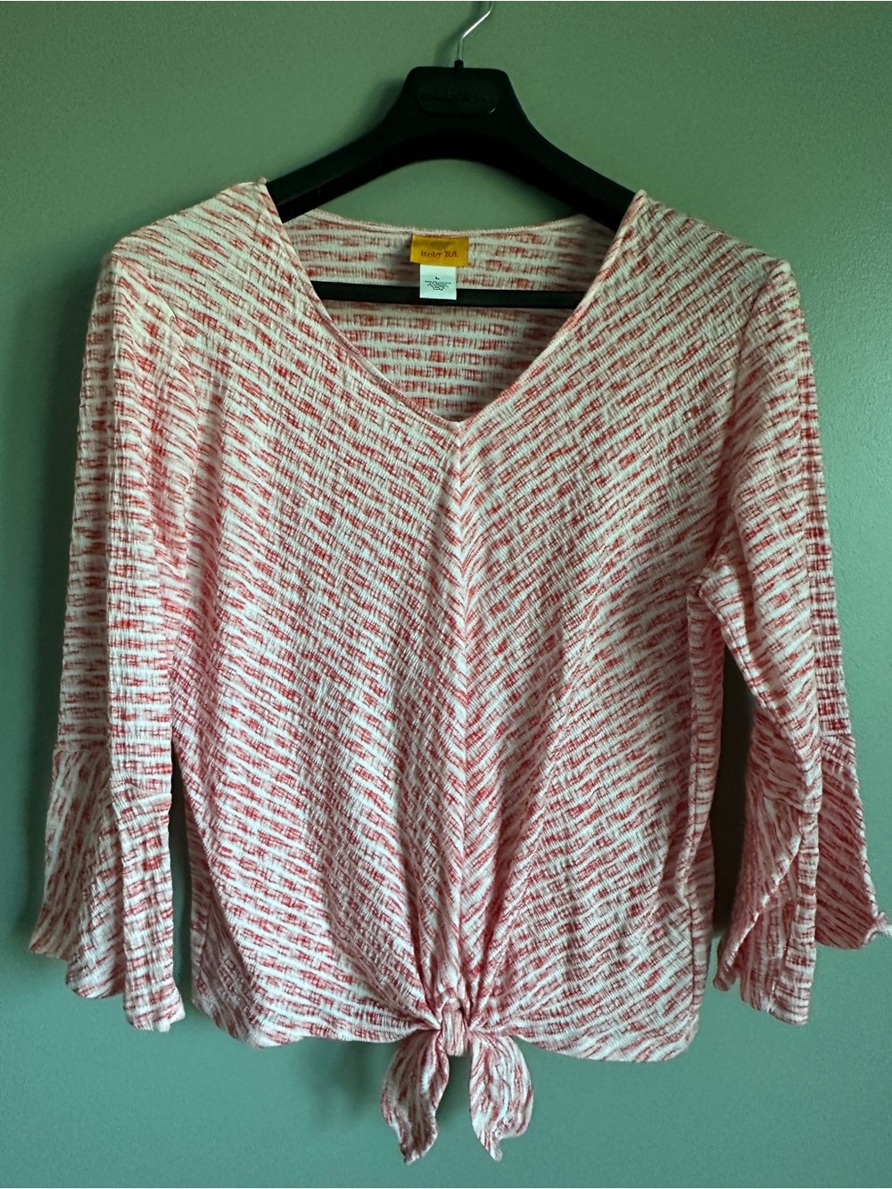 Ruby Rd. Red Tie-Front V-Neck Women’s Top